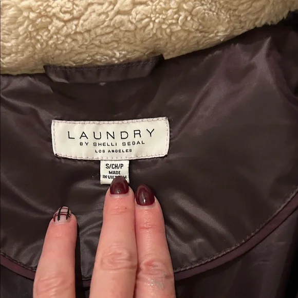 Laundry By Shelli Segal Dark Brown Puffer Coat with Faux Fur Trim - Picture 2 of 3